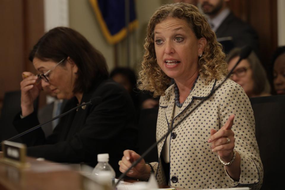 House Budget Committee member Rep. Debbie Wasserman Schultz, D-Fla. questions Budget Director Mick Mulvaney on Capitol Hill in Washington on May 24, 2017. (Photo: Jacquelyn Martin/AP)