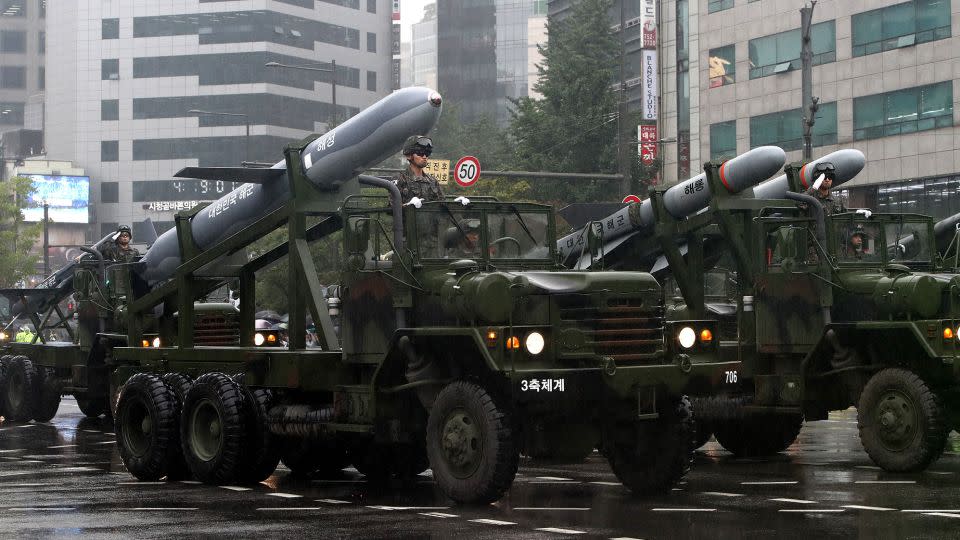 South Korean weaponry and vehicles were on display during a parade in Seoul on September 26, 2023. - Chung Sung-Jun/Getty Images