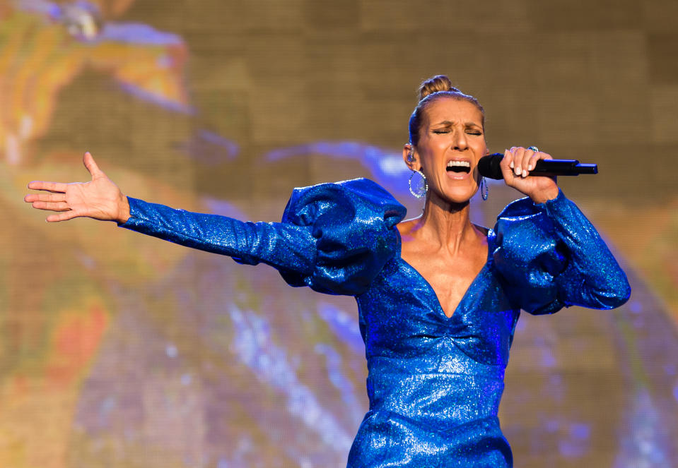 LONDON, ENGLAND - JULY 05: Celine Dion performs live at Barclaycard Presents British Summer Time Hyde Park at Hyde Park on July 05, 2019 in London, England. (Photo by Samir Hussein/Redferns)