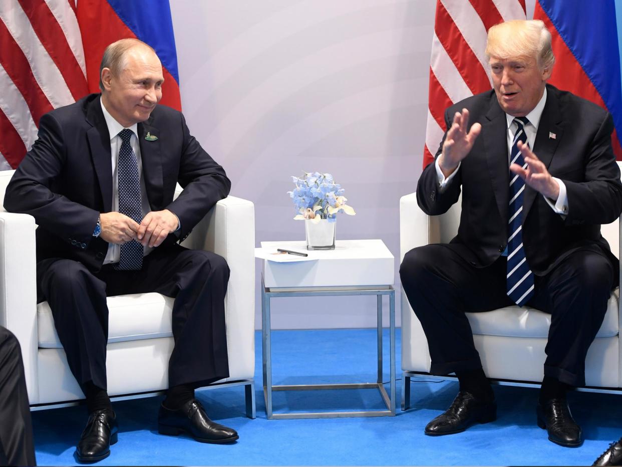 Russian President Vladimir Putin and Donald Trump meet in Hamburg, Germany at the G20 summit: SAUL LOEB/AFP/Getty Images