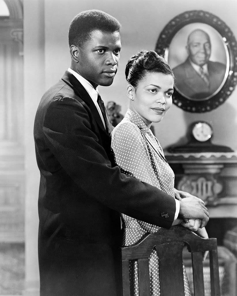 Sidney Poitier as Dr. Luther Brooks and Mildred Joanne Smith as Cora Brooks in the 1950 film No Way Out