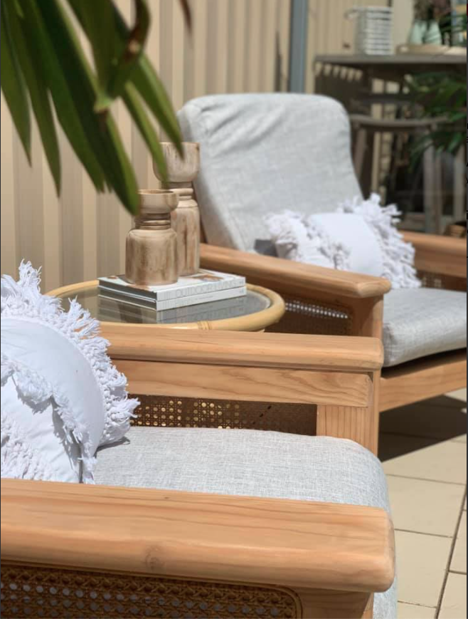 Grey and ratten outdoor furniture