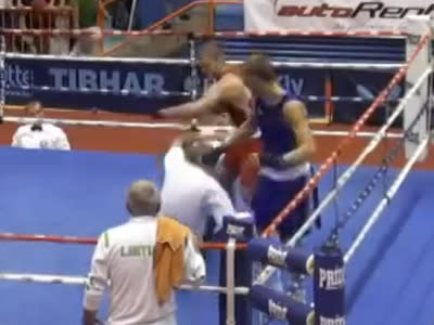 Boxer Vido Loncar was banned for life for viciously attacking a referee after losing his fight at the European Youth Boxing Championships in Croatia.