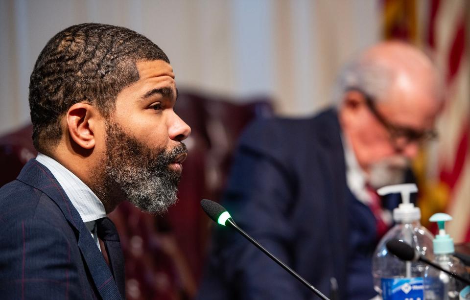 Jackson Mayor Chokwe Antar Lumumba discusses the curfew proposal during the Jackson City Council meeting at Jackson City Hall in Jackson on Wednesday. The council approved a curfew for children under the age of 18.