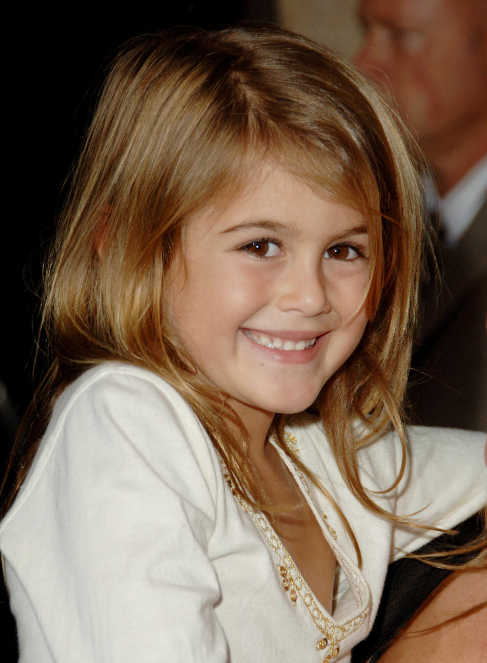 Young Kaia Gerber smiling