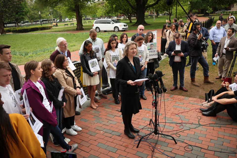 Elizabeth Whelan, sister of Paul Whelan, speaks during a news conference to launch the Bring Our Families Home Campaign held by family members of hostages being held around the world on May 4, 2022 in Washington, D.C. The family members urged the Biden administration and the U.S. Congress to take decisive action to bring wrongfully detained Americans home.