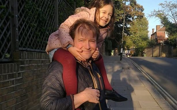 Richard Ratcliffe enjoying time with his daughter Gabriella, five, in London - Twitter