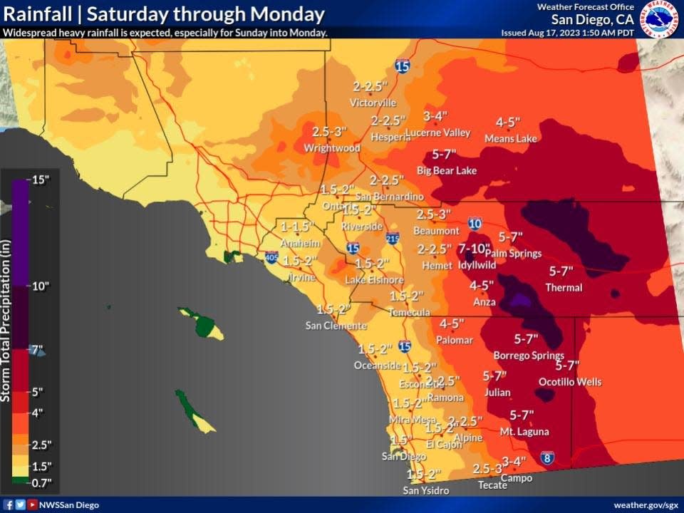Hurricane Hilary is expected to batter Southern California and the High Desert, which could see the majority of its annual rainfall in just 48 hours.
