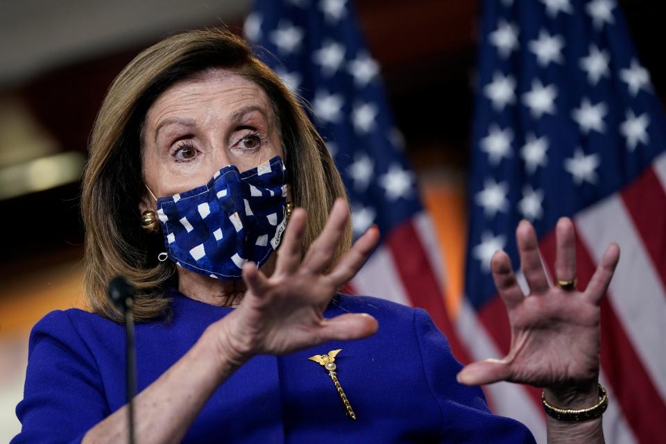 <p>Nancy Pelosi is endorsing a Covid relief bill that is half the size of what she pushed for since the summer.</p> (Getty Images)