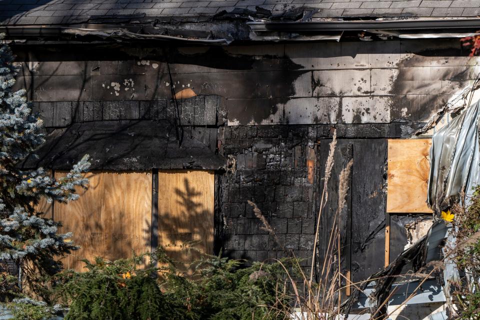 The aftermath of a fatal fire on River Road in Bogota is shown on Saturday, November 18, 2023.