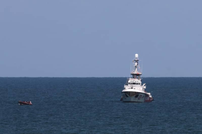 The Open Arms maritime vessel that set sail from Larnaca in Cyprus carrying humanitarian aid approaches the coast of Gaza City. Omar Ashtawy/APA Images via ZUMA Press Wire/dpa