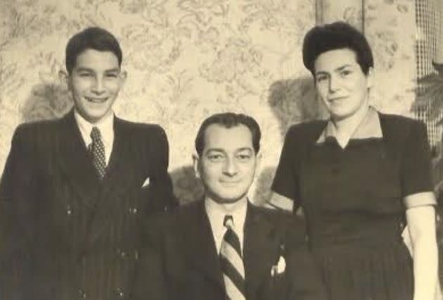 The author’s father is shown at his bar mitzvah in East Germany with his parents, circa 1951.