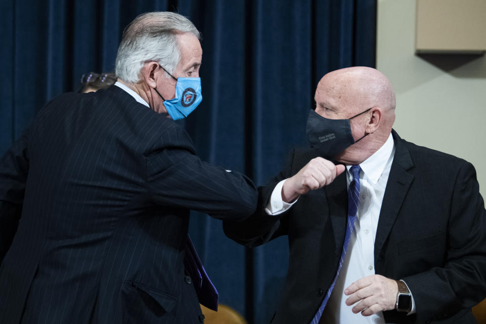 UNITED STATES - FEBRUARY 10: Chairman Richard Neal, D-Mass., left, and ranking member Rep. Kevin Brady, R-Texas, arrive for a House Ways and Means Committee markup in Longworth Building on COVID-19 relief measures on Wednesday, February 10, 2021. (Photo By Tom Williams/CQ-Roll Call, Inc via Getty Images)