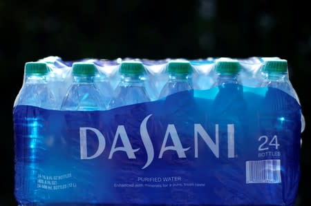 A case of Dasani drinking water is shown in this photo illustration