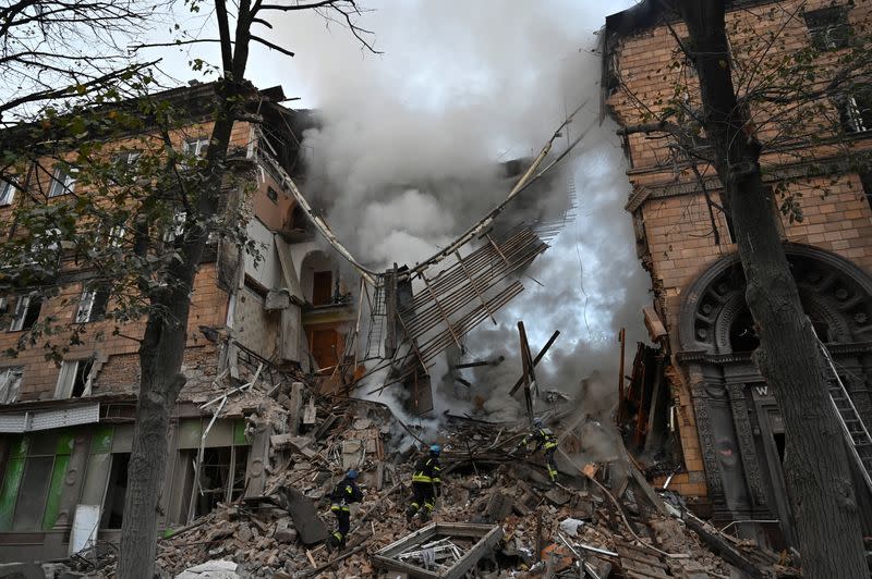 Residential building heavily damaged by Russian missile strike in Zaporizhzhia