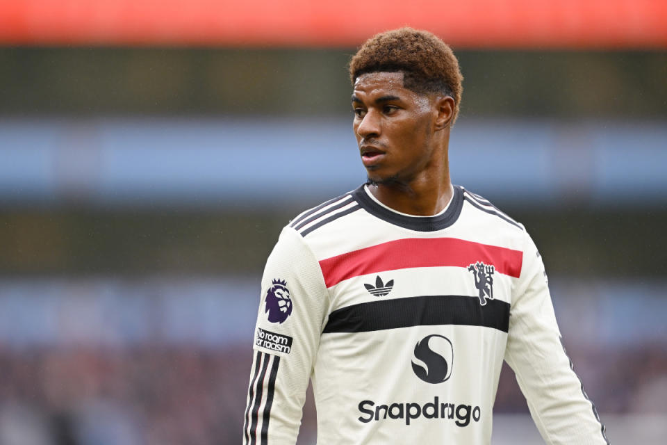 Should Man United’s Marcus Rashford have been sent off against Aston Villa? (Photo by Michael Regan/Getty Images)