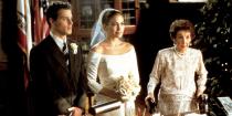 <p>As a wedding planner, Mary Fiore (Jennifer Lopez) knows that the devil is in the details. She elevated her courthouse nuptials to Massimo in <em>The Wedding Planner</em> with a boat-neck taffeta minidress and a veiled pillbox cap.<br></p>