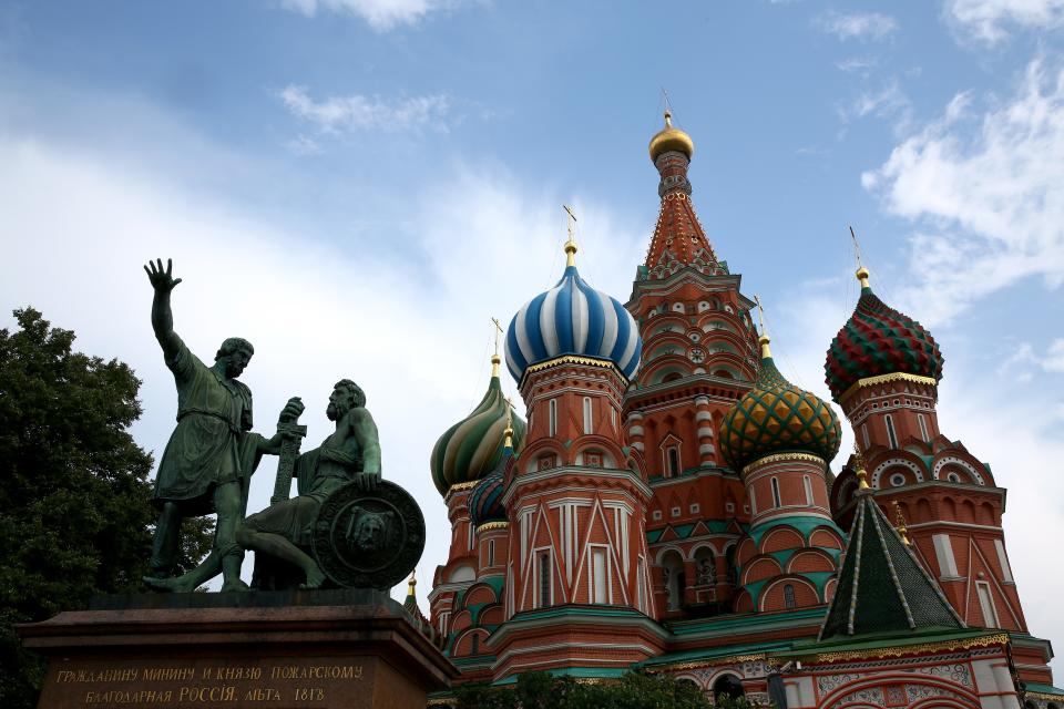 MOSCOW, RUSSIA - AUGUST 06:  A general view is seen of St Basil's Cathedral in Red Square ahead of the IAAF World Championships on August 6, 2013 in Moscow, Russia.  (Photo by Mark Kolbe/Getty Images)