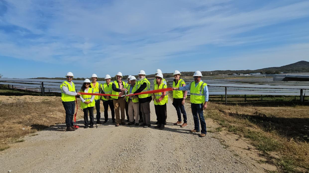 Representatives from Ross County and ENGIE cut the ribbon on the Salt City Solar Project on Oct. 11, 2023.