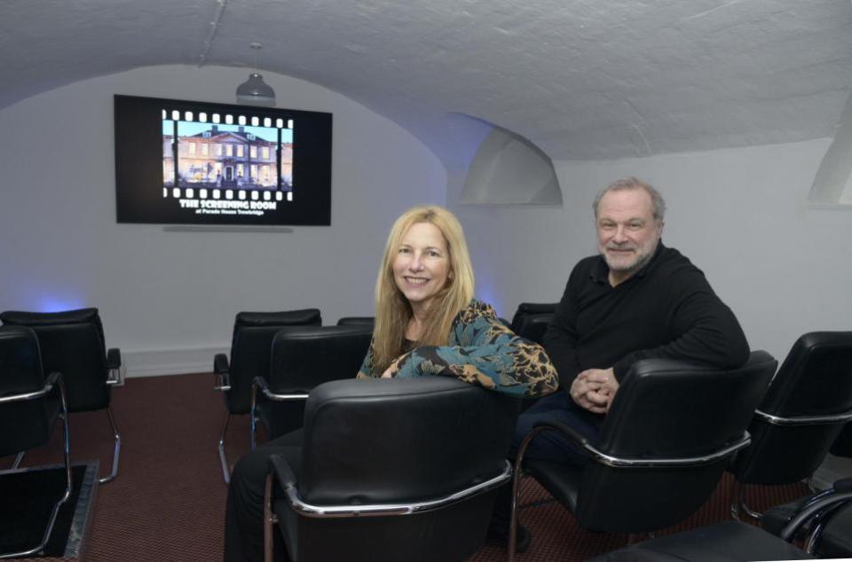 Wiltshire Times: Simon and Carery Tesler in their 24-seater cinema at Parade House. Photo: Trevor Porter 69627-1