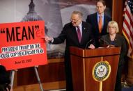 Senate Minority leader Chuck Schumer (D-NY), Senator Patty Murray (D-WA) and Senator Ron Wyden (D-OR) speak after Senate Republicans unveiled their version of legislation that would replace Obamacare on Capitol Hill in Washington, U.S., June 22, 2017. REUTERS/Joshua Roberts