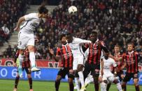 Football Soccer - Nice v Paris St Germain - French Ligue 1 - Allianz Riviera Stadium, Nice, France, 30/04/2017. Paris St Germain's Edinson Cavani in action against Nice. REUTERS/Jean-Pierre Amet