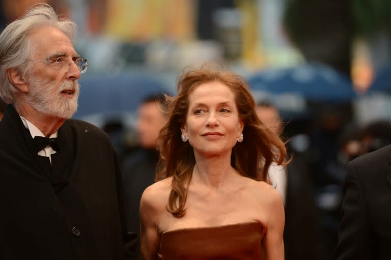 Austrian director Michael Haneke (L) and French actress Isabelle Huppert pictured at Cannes in 2012, when "Amour" was in competition