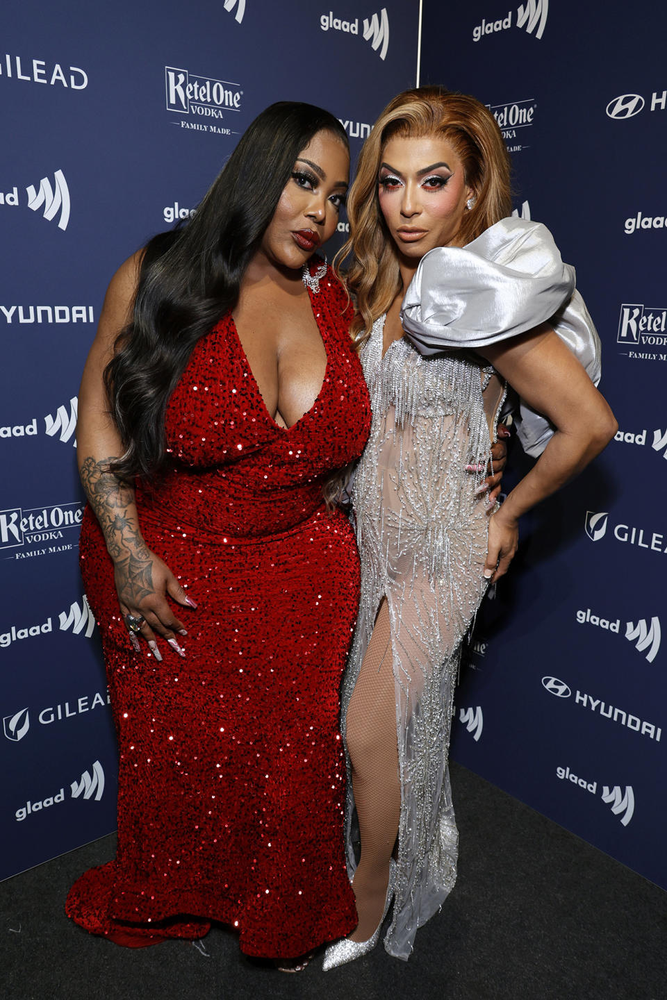 <p>BEVERLY HILLS, CALIFORNIA – MARCH 30: (L-R) Ts Madison and Shangela attend the GLAAD Media Awards at The Beverly Hilton on March 30, 2023 in Beverly Hills, California. (Photo by Frazer Harrison/Getty Images for GLAAD)</p>