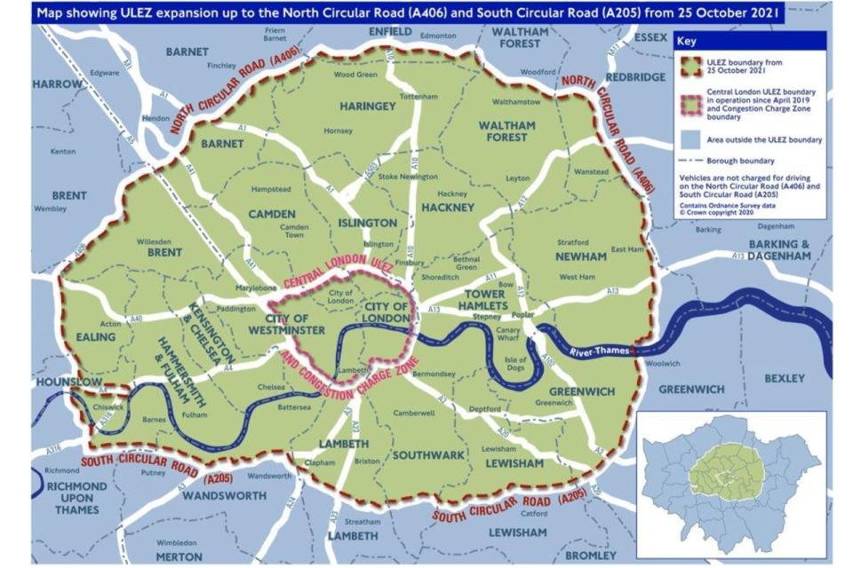 Ulez/Ulex extension map: where the daily levy will apply from October 25TfL