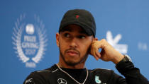 Mercedes' Formula One driver Lewis Hamilton attends the FIA Champions news conference for FIA Prize Giving 2017 in Paris, France December 8, 2017. REUTERS/Gonzalo Fuentes