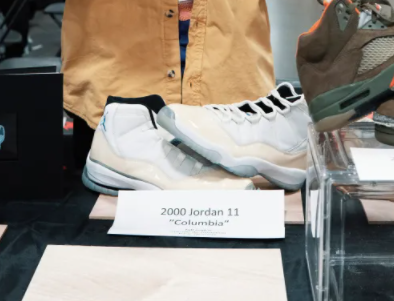 The Jordan 11 Retro 2000 Columbia was on display at a recent trade show in Charlotte, N.C. The Columbia 11 was Michael Jordan's 1996 All-Star Game shoe.