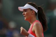 Tennis - French Open - Roland Garros - Caroline Garcia of France vs Agnieszka Radwanska of Poland - Paris, France - 25/05/16. Agnieszka Radwanska reacts. REUTERS/Benoit Tessier