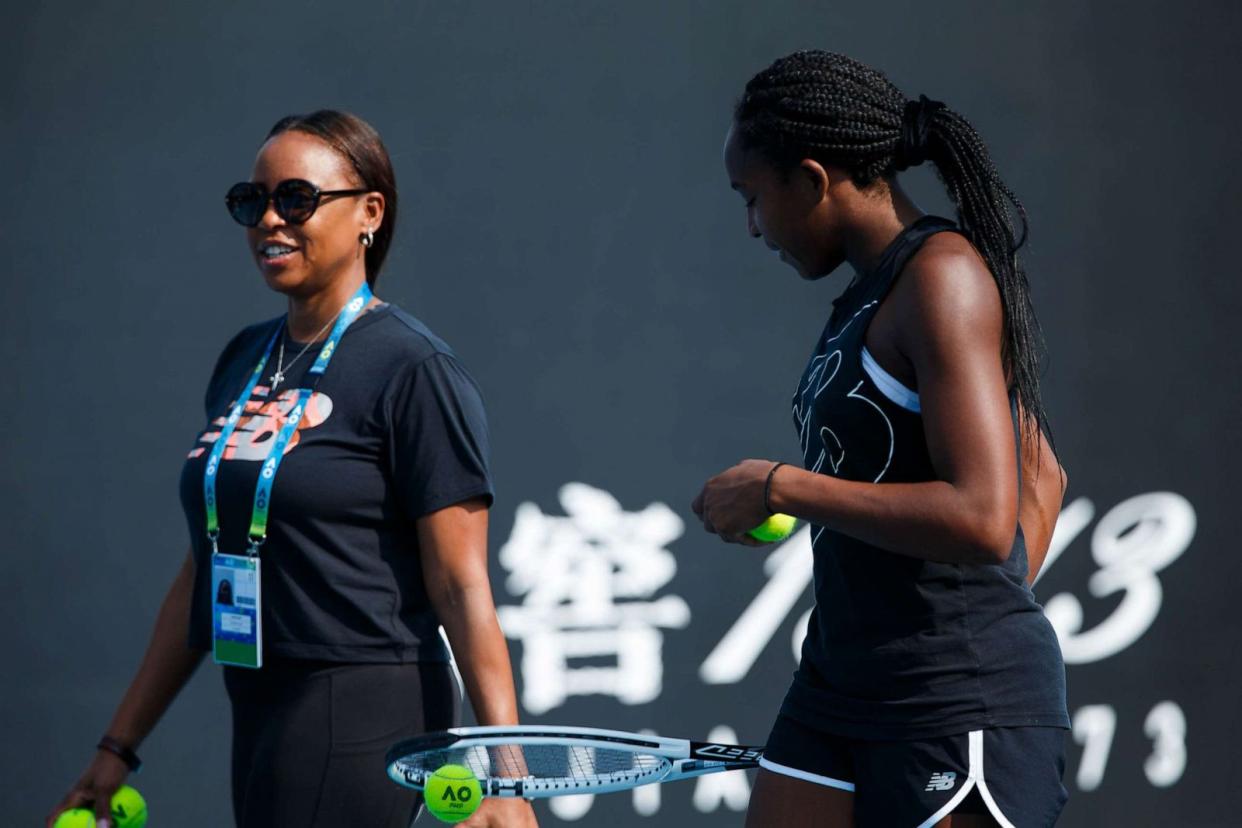 PHOTO: FILE - Coco Gauff and her mom Candi Gauff during practice ahead of the 2020 Australian Open at Melbourne Park, Jan. 19, 2020 in Melbourne, Australia (Chaz Niell/Getty Images, FILE)