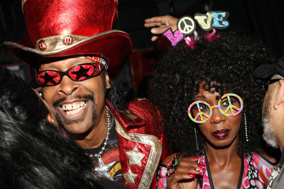 NEW YORK, NY - OCTOBER 25:  Bootsy Collins (L) and wife Patti Collins attend Absolute Funk: An Interstellar Trip to Honor George Clinton at The Apollo Theater on October 25, 2011 in New York City.  (Photo by Johnny Nunez/WireImage)