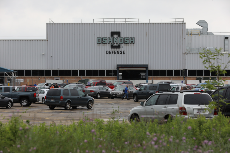 The Harrison Street plant of Oshkosh Defense is seen in Oshkosh during a 1:30 p.m. shift change.