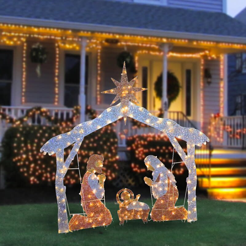 outdoor christmas decorations the holiday aisle crystal nativity scene