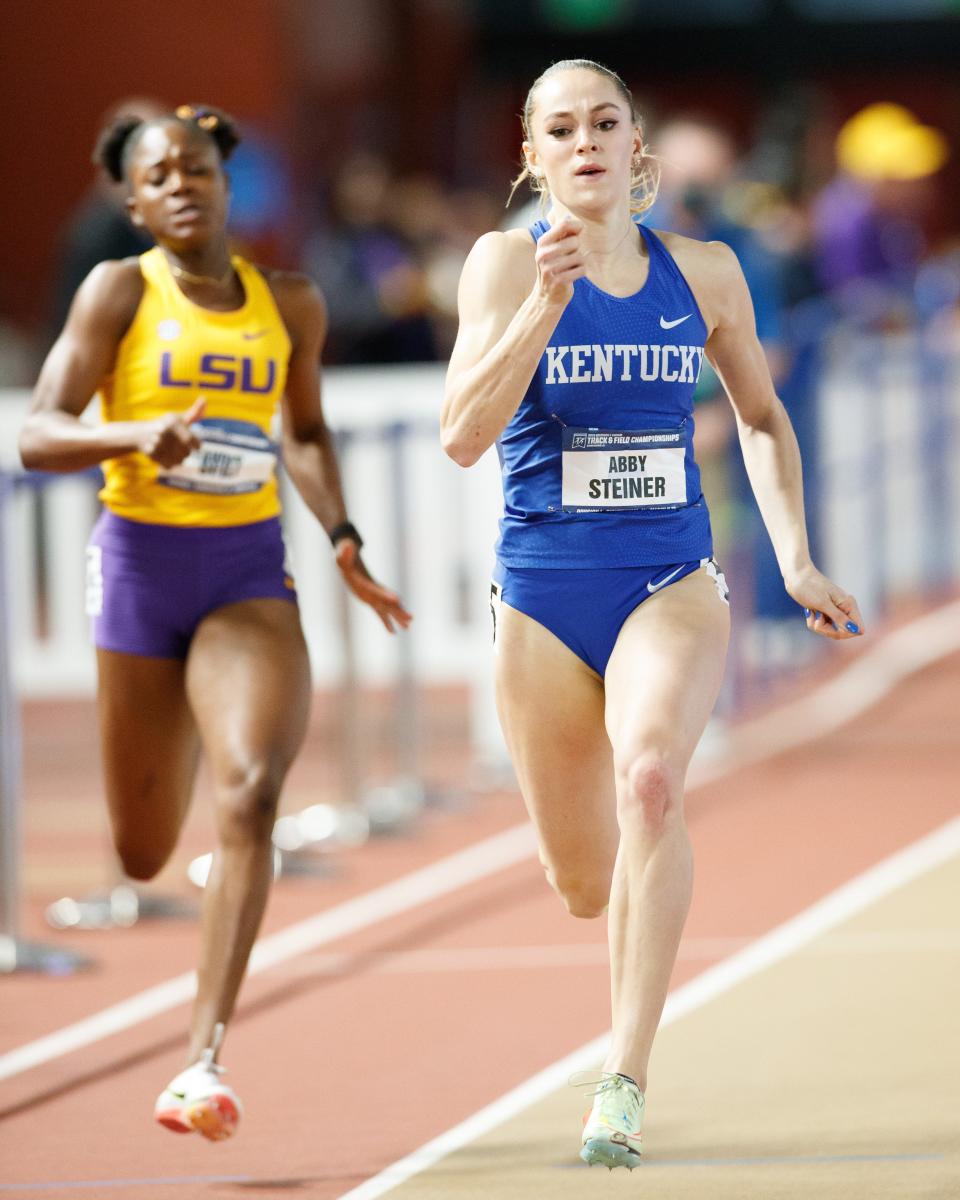 Kentucky senior Abby Steiner showed elite talent in high school, winning seven indoor and nine outdoor Division I state championships in sprinting events for Coffman.