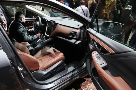 The interior of the 2020 Subaru Outback is pictured at the 2019 New York International Auto Show in New York City, New York, U.S, April 17, 2019. REUTERS/Shannon Stapleton