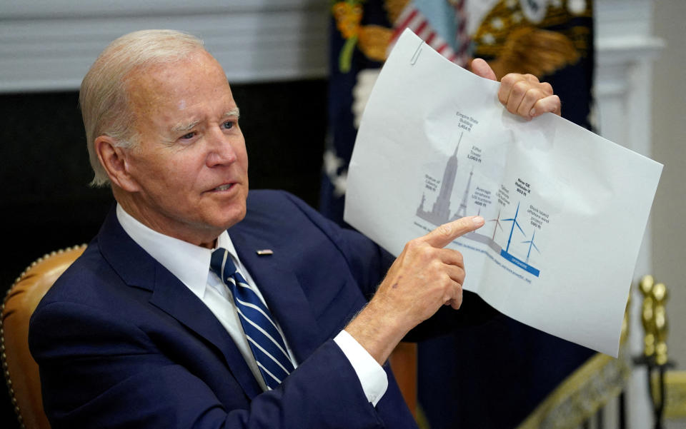 FILE PHOTO: Biden attends a meeting on the Federal-State Offshore Wind Implementation Partnership at the White House in Washington