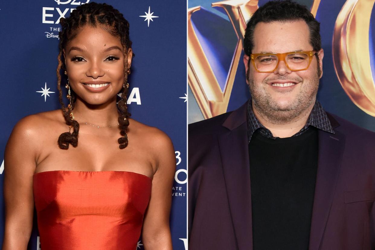 ANAHEIM, CALIFORNIA - SEPTEMBER 09: Halle Bailey attends D23 Expo 2022 at Anaheim Convention Center in Anaheim, California on September 09, 2022. (Photo by Alberto E. Rodriguez/Getty Images for Disney); LOS ANGELES, CALIFORNIA - FEBRUARY 27: Josh Gad attends the Los Angele premiere for Hulu's 