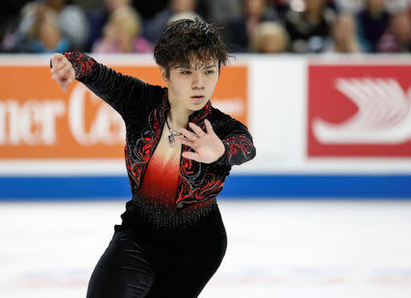 Figure Skating - Skate America, Men's Free Skate, Hoffman Estates, Illinois, U.S., 23/10/16. Shoma Uno of Japan skates during his free skate program. REUTERS/Kamil Krzaczynski