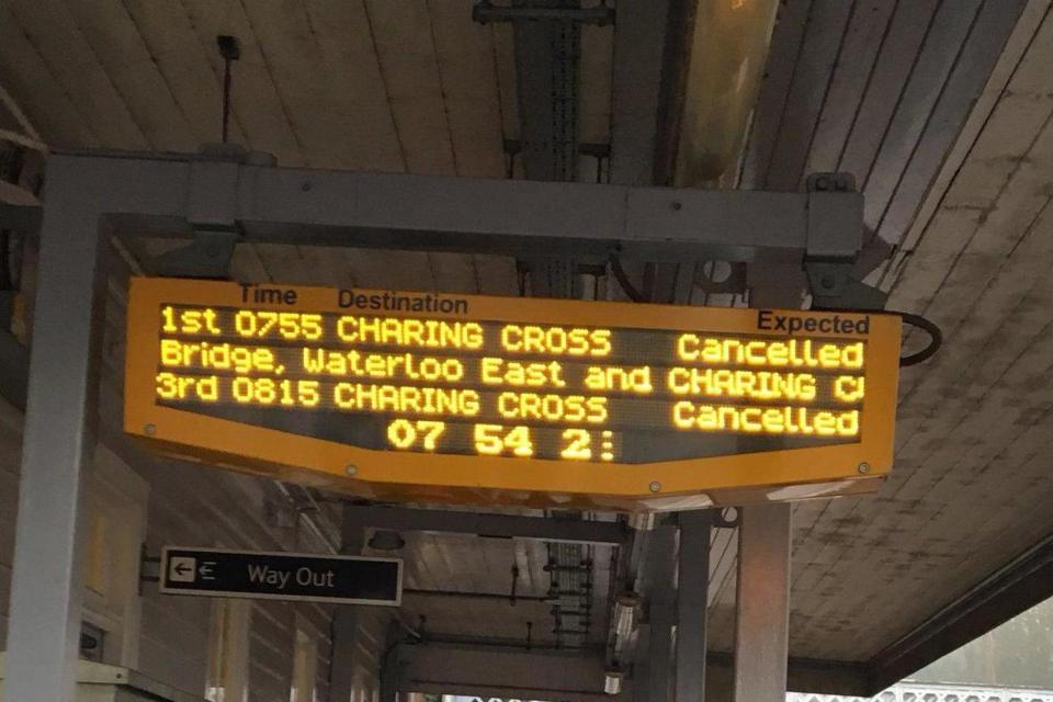 Cancelled: Southeastern Railway trains were hit with delays and cancellations. (@darwinboerne)