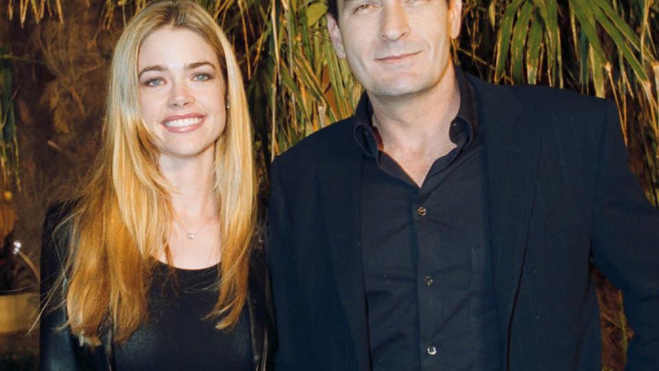 Denise Richards and Charley Sheen attend the premiere of the film Monsters Inc. March 16, 2002 at Walt Disney Studios in Paris, France