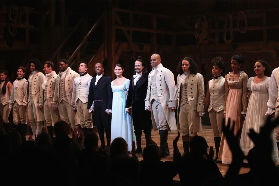 "Hamilton" cast on stage