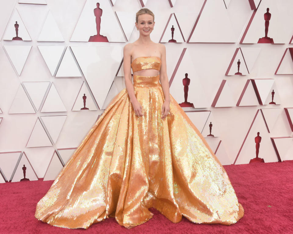 Carey Mulligan wearing Valentino at the 93rd Annual Academy Awards. (Image via Getty Images)