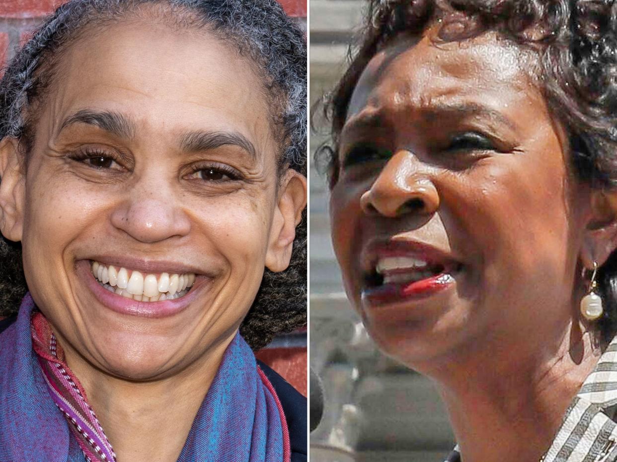 Maya Wiley (left) and Rep. Yvette Clarke