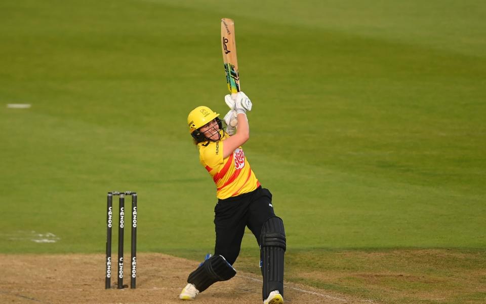 Natalie Sciver of Trent Rockets in action during the Hundred Eliminator match between Southern Brave Women and Trent Rockets Women at Ageas Bowl on September 2, 2022 in Southampton, England - Alex Davidson - ECB/ECB via Getty Images