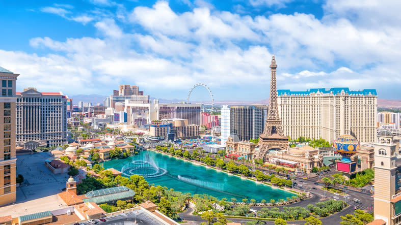 Las Vegas overhead show with their version of the Eiffel Tower