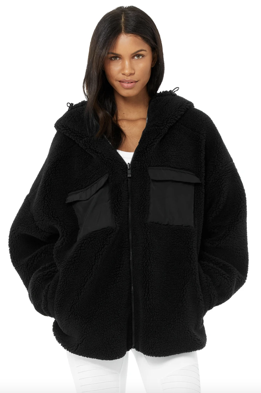 oversized black alo yoga Cargo Sherpa Jacket