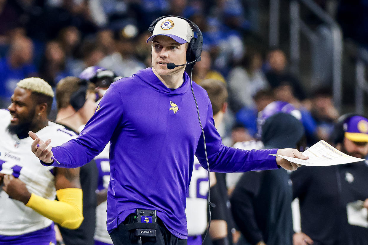 What will Kevin O'Connell and the Vikings do in the first round of the NFL Draft? (Photo by Mike Mulholland/Getty Images)